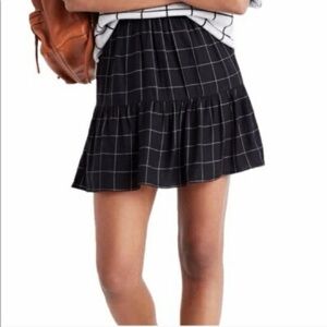 Madewell Black Windowpane Plaid Grid Mini Skirt Size 2